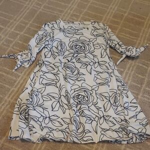 Floral Black and White Kids Casual Dress